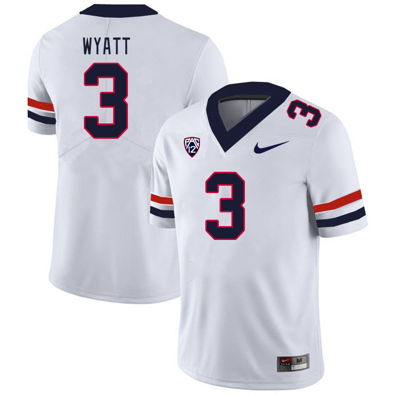 Men #3 Dylan Wyatt Arizona Wildcats College Football Jerseys Stitched Sale-White